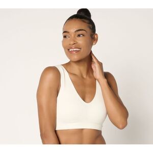 Breezies Women's Plus Sz Bra 2X Seamless Jacquard Back Smoothing White A692700